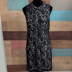 J. Crew Black Lace Mini Dress with Nude Underlay